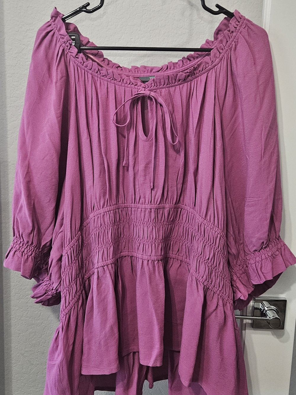 Terra & Sky Fuchsia Button-Front Blouse Plus Size 3XL